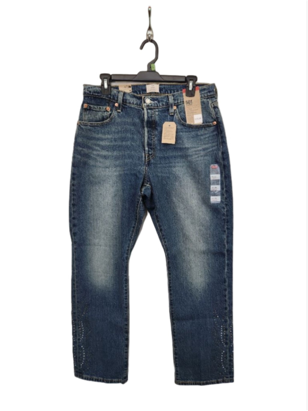 Levi's Blue 501 Curve Straight Leg Jeans with Studs Size 32X30